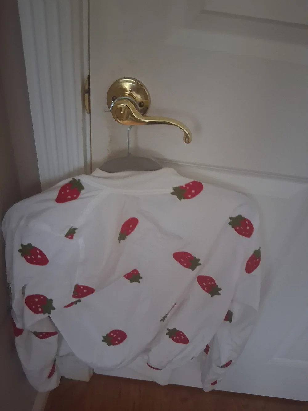Womens White Strawberry Print Bomber Jacket